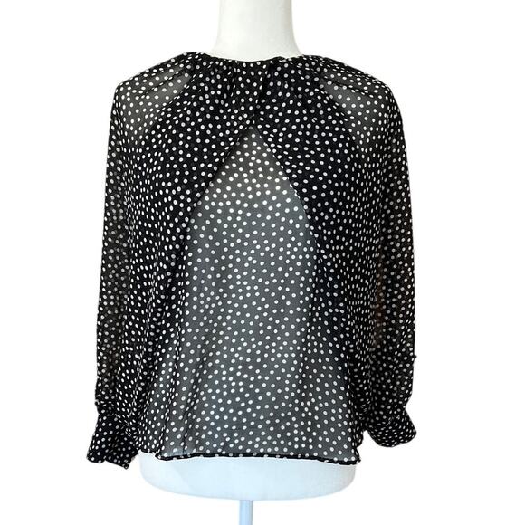 Zara Sheer Polka Dot Blouse Women's Size S Flowy Romantic Coquette Indie Twee - Picture 1 of 8